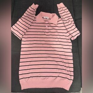 Pink Striped Knit Polo Sweater Top – TIC TOC (LA)